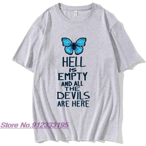 Mens Life Is Strange T-Shirt Hell Is Empty Pure Cotton Basic Tees Male Tshirt Butterfly Max Game T Shirt Vintage Plus Size