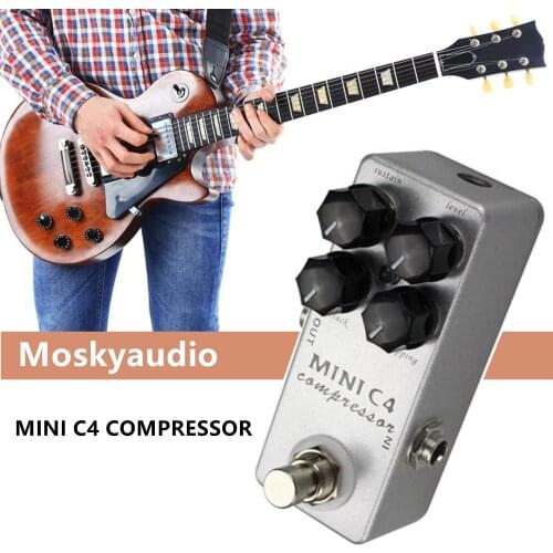 Moskyaudio Compressor Guitar Effect Pedal Mini C4 Compressor Pedal Aluminum Alloy Guitar & Bass Effect Pedal Musical Instrument