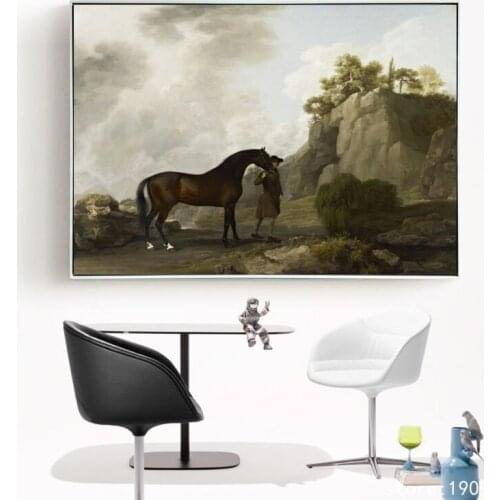 Cotton no frame classical horse tree scenery canvas printings oil painting printed on cotton home wall art decoration pictures