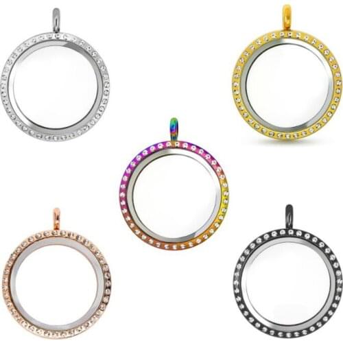 Good quality DIY glass locket 30mm/25mm rhinestone magnetic pendant for necklace