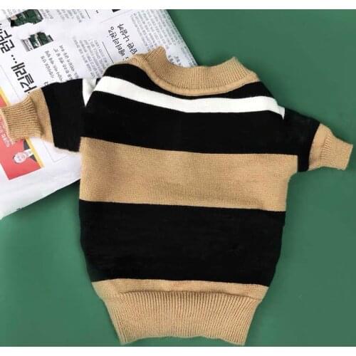 Striped Classic Dog Sweater Cardigan French Bulldog Clothes Pets Fashion Dog Sweater Pomeranian Clothing Winter Puppy Clothes