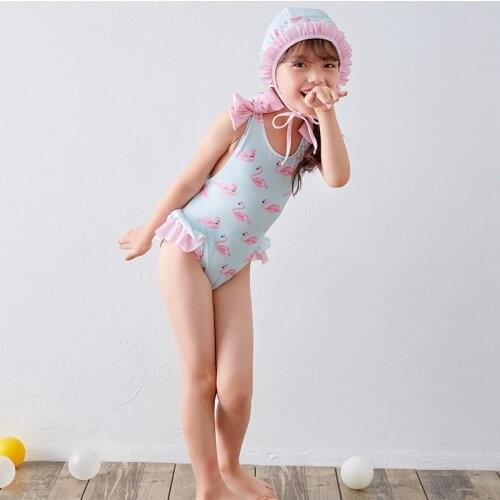 Girls Bathing Suit Kids Girls Swimsuits For Girl Bikini Swimsuit Baby Girls Swimable Bikini Bathwear Cap+Bodysuit Girl Swimwears