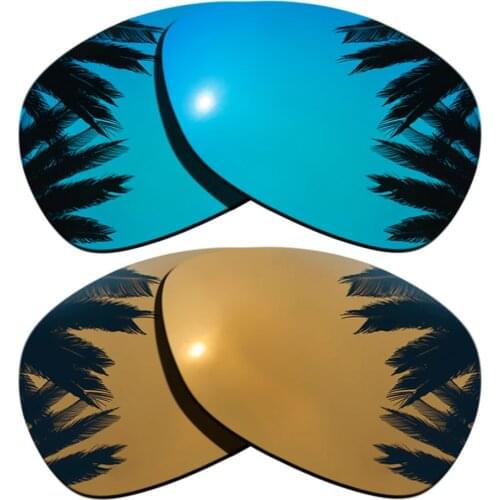 Ice Blue Mirrored+Bronze Gold Coating) 2-Pairs Polarized Replacement Lenses for Crosshair 2012 100% UVA & UVB Protection