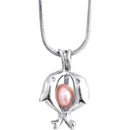 Cute Silver Plated Double Dolphin Short Chain Pendant For Women Handmade Love Fashion Jewlery P4