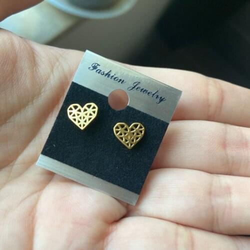 Mini Origami Heart Earings Fashion Jewelry Stainless Steel Cute Small Earrings Kids Gifts BFF Womens Ear Stud Accessories
