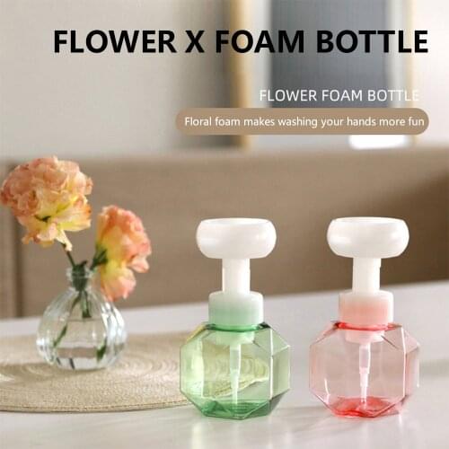 300ml Soap Bottle Flower Pump Head Foaming Lotions Refillable Bottle Liquid Distributor for Travel Bathroom Kitchen