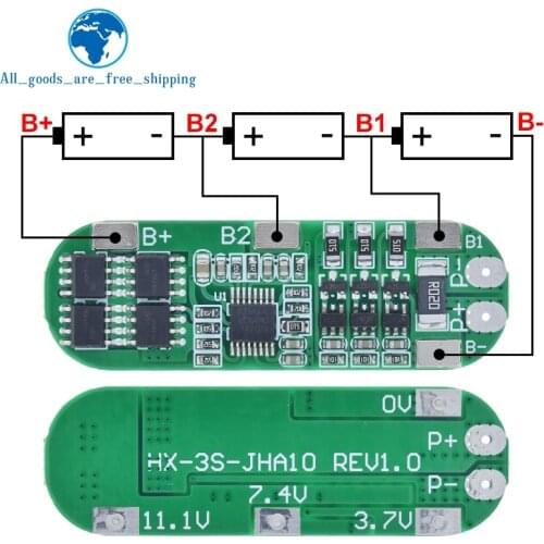 3S 10A 12V Lithium Battery Charger Protection Board Module for 3pcs 18650 Li-ion Battery Cell Charging BMS 11.1V 12.6V NEW