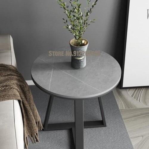 Marble Side Table Light Luxury Sofa Side Table Bedroom Bedside Table Balcony Small Round Table Simple Rock Board Tea Table Corne