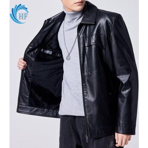 2021 Fall/Winter New Clothes Men Short Racer Jacket Lapel Leather Jacket Coat Zipper Jacket Waterproof Jacket Plus Velvet Jacket