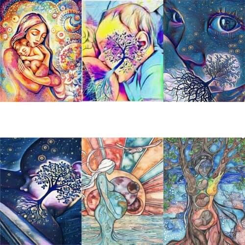 "Tree Of Life"Earths Baby DIY Oil Painting Paints By Numbers Acrylic Paint Drawing On Canvas Wall HandPainted Home Decor