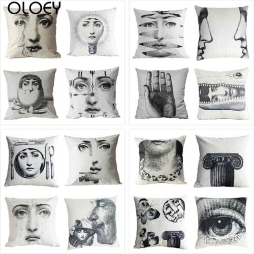 Italian Series Cotton Linen Decorative Pillow Cover for Art Bedroom Living Room Pillowcase Home Hall Decorative Cushion Cover
