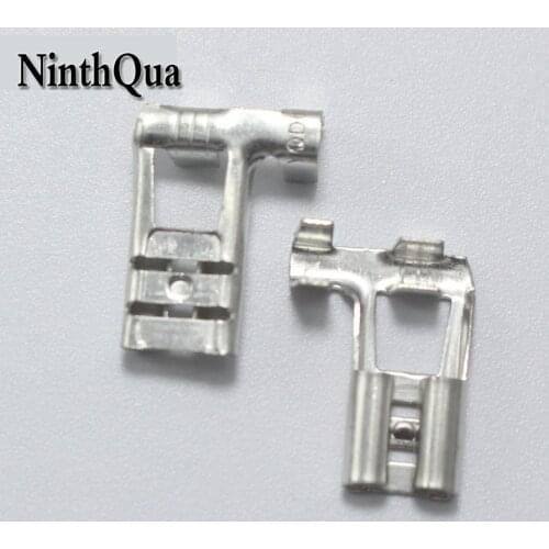 50pcs 6.3 Crimp Terminal 6.3mm Flag Type Uninsulated Spring Connector Right Angle Female Cold Terminal