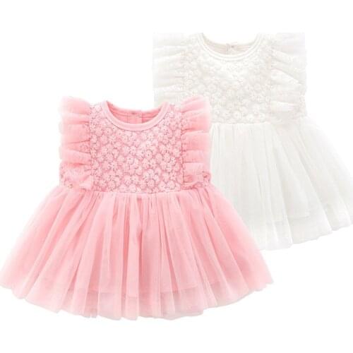 Newborn Baby Girl Dresses Princess Dresses for Girls Cotton Lace Wedding birthday 1 year old girl Clothes Summer White Dresses