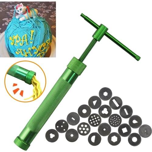 Polymer Clay Gun Extruder Sculpey Sculpting Tool w/ 20 Discs Cake Tool Craft
