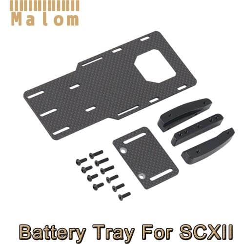 Adjustable ESC Mount Low Gravity Center Metal Carbon Fiber Battery Tray for 1/10 RC Crawler Car Axial SCX10 II 90046 90047