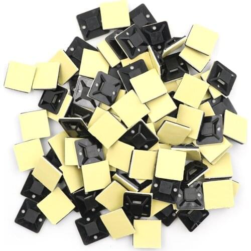 100Pcs Self Adhesive Stick-on Mounts For Cable Ties / Routing Looms Wire & Cable Base Clamps Clip