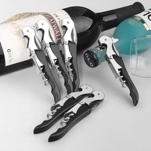 Seahorse Style Wine Opener Black Stainless Steel Wine Beer Bottle Opener Multi Function Portable Corkscrew LX8971
