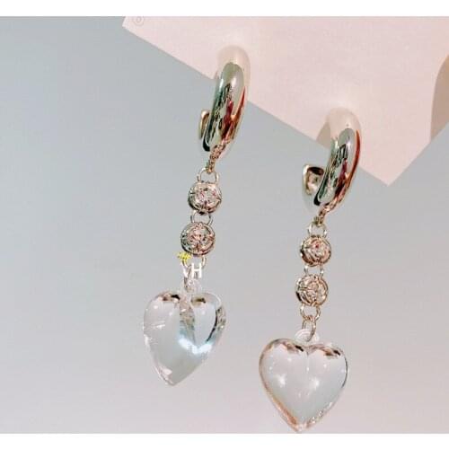 Fashion Metallic Transparent Heart Long Earrings For Women 2021 New Jewelry Statement Dangle Earings