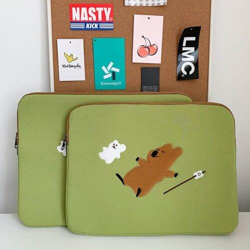 Cute Notebook Tablet Storage Bag Koala 11 13 15 Inch Laptop Sleeve Case for Mac iPad Girls Embroidery Protective Cover Liner Bag