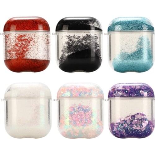 Cute and luxurious protective cover for Apple AirPods 1 2 Wireless bluetooth headset transparent quicksand protective cover