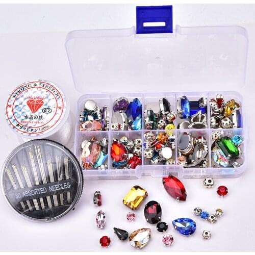 Mix Color/Size/Shape Rhinestone 143pcs/Lot Sew On Rhinestones Flatback With Metal Claw Setting Sewing Crystal Stones Button
