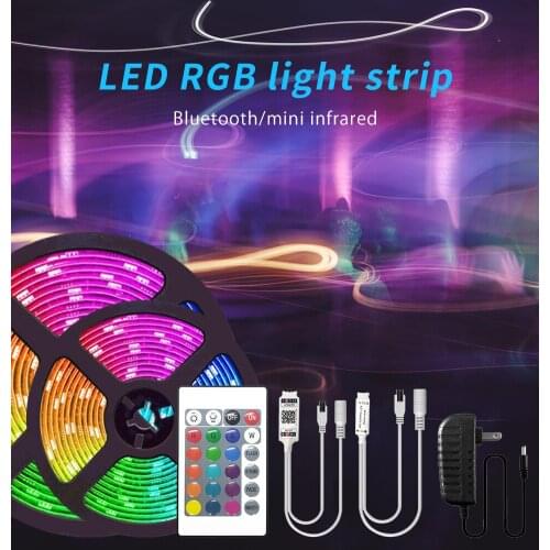 HY 2/5/10m Bluetooth LED Strip Light RGB No-Waterproof SMD 5050 DC12V RGB String Diode Flexible Ribbon Contoller+Adapter plug