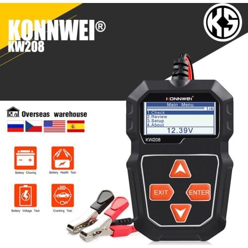 KONNWEI KW208 Car Battery Tester 12V 100 to 2000CCA Cranking Charging Circut Tester Battery Analyzer 12 Volts Battery Tools