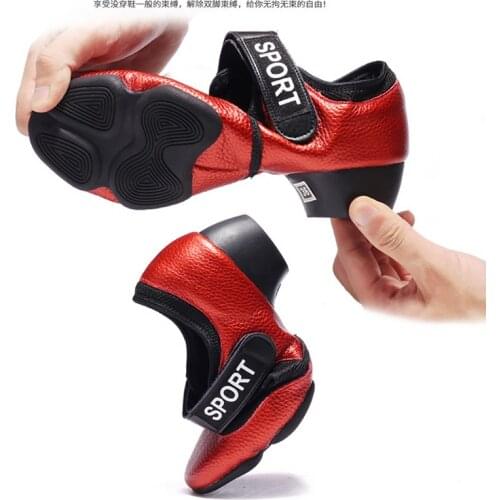 Dance Shoes 2021 Low Heel Rubber Sole Soft Split Sole High Quality Black Red Latin Ballroom Outdoor Dance Shoes