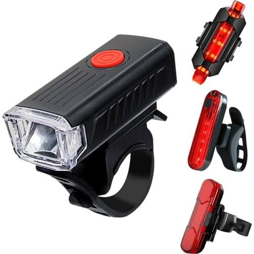 Bicycle Headlight Tail Lamps Flashlight Torch Set Headlamp Rear Light for Roads Emergency 700mAh USB Charging Cycling Accessorie