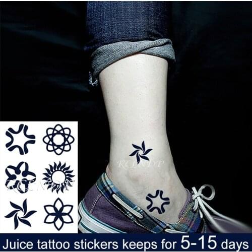 Waterproof Temporary Juice Ink Tattoo Sticker Sun Totem Geometric Shape Fruit Gel Long Lasting Tatto Art for Men Women