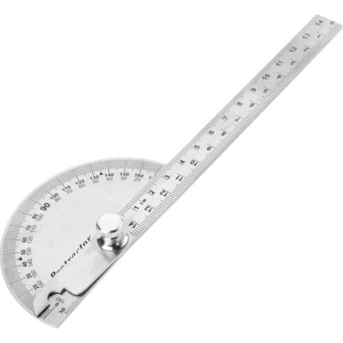 0-180 Degrees Round Head Rotary Protractor Single Arm 150mm Two Arms Stainless Steel Angle Ruler Bevel Square Ruler Goniometer