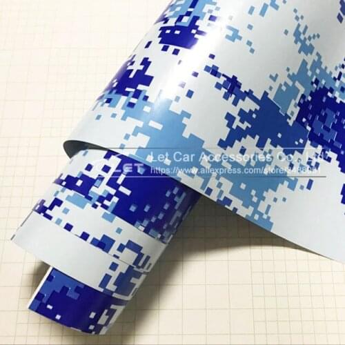 High quality Digital blue Camo Vinyl Wrap Car Motorcycle Decal Mirror Phone Laptop DIY Styling Camouflage Sticker Film Sheet