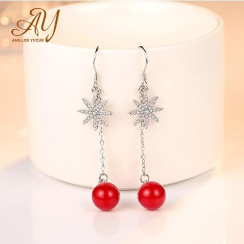 Anillos Yuzuk Dangle Drop Earrings Red Stones For Women 925 Sterling Silver Red Green Gemstone Earrings Party Wedding Gift