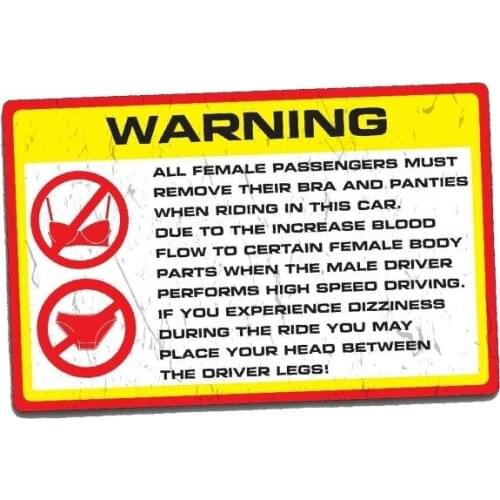 1 PCS Car Sticker WARNING BRA Decal Funny Car Fast High Speed 4X4 JDM Race Waterproof Car Styling Graphics 13cm X 9.5cm