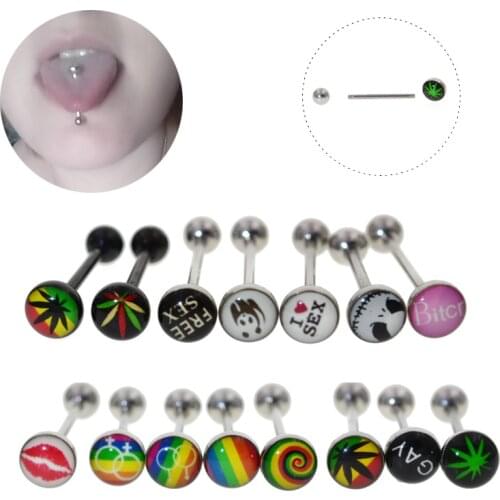 1Pc Unique Tree Design Tongue Pierced Nipple Ring Barbell Body Piercing Jewelry Percing Tongue Ring Studs Barbell Bars Ring