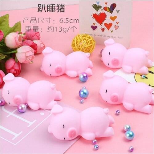 1pcs Cartoon Soft Lovely Pink Sleeping Pig Vent Squeezed Toy Hollow Swimming Toys Doll Stress Relieve Toy Bath Toy Beauty