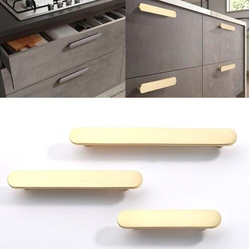 1Pc Nordic Style Arc Rectangle Drawer Knobs Cupboard Kitchen Knobs And Handles Golden Cabinet Handles Furniture Handle Hardware