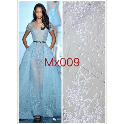 2020 new 8yards mx009 ivory offwhite dobby embroidery net mesh lace fabric for sawing bridal wedding dress