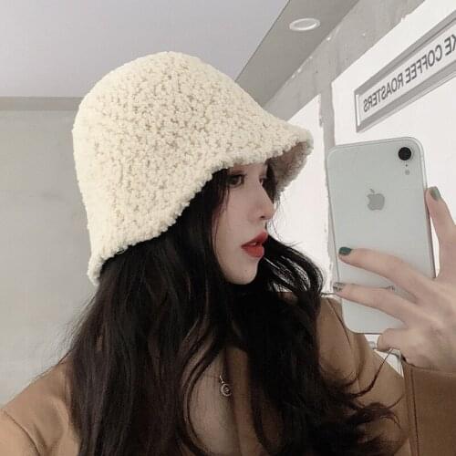 2020 Hat winter womens fashion Solid color rabbit fur hat bucket cap fishermans hat retro knitted wool basin Bucket Hat