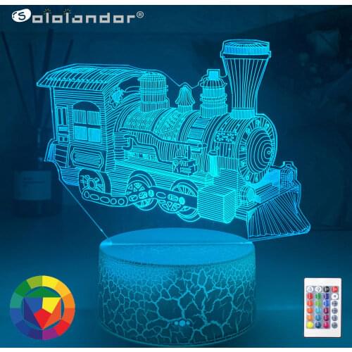 Train 3D USB Lamp Touch Remote Christmas New Year Gift Bedroom Desk Beside Decora LED Sleeping Novelty Steam Train Night Light