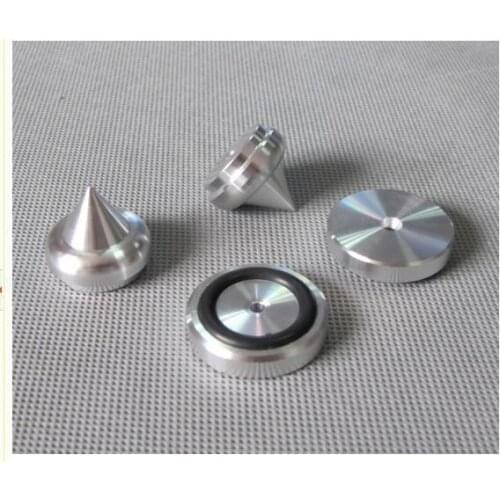 4 sets Aluminum Height 25 mm with rubber ring suspension damping aluminum speaker spikes amplifier feet( 4spikes + 4pads set )