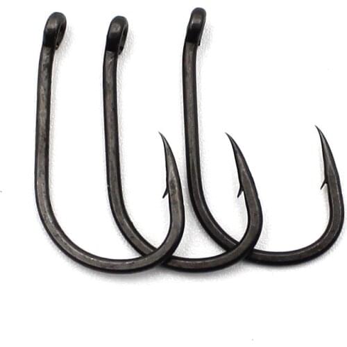 50PCS Carp Fishing Hooks PTFE Coated Carp Hook Matte Black Kn Sharp Barbed Hook For Carp Fishing Tackle Chod Rig Hooks