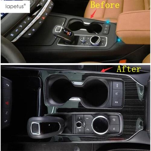 Lapetus Accessories For Cadillac XT4 2019 - 2021 Center Control Gear Shift / Water Cup Holder Cover Trim Silver Black Brushed