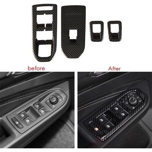 Car Carbon Fiber Window Glass Lift Button Trim Switch Cover Door Armrest Panel Sticker For-Golf 8 MK8 2020 2021