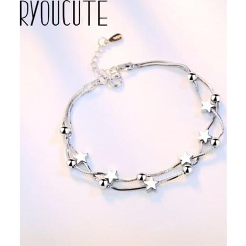 Boho Vintage Silver Color Beads Star Bracelets for Women Lover Valentines Day Gifts