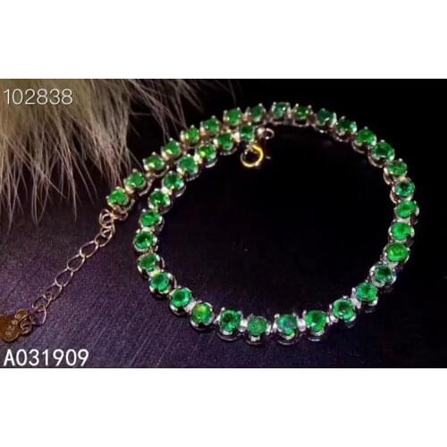 KJJEAXCMY boutique jewelry 925 sterling silver inlaid Natural Emerald ladies bracelet support detection luxurious exquisite