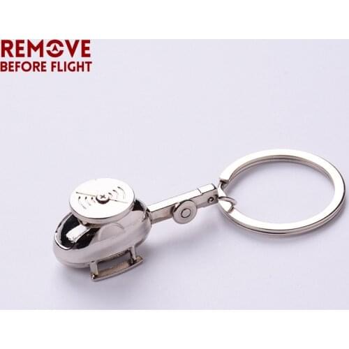 Remove Before Flight Helicopter Shaped Key Ring Chain for Aviation Gifts Creative Metal Plane Keychain Brand Jewelry Key Chains