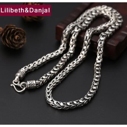 7mm Thick Necklace Chain 100% 925 Sterling Silver Men Dragon scale Best Friend Necklace Pendant Jewelry 2020 language love N07