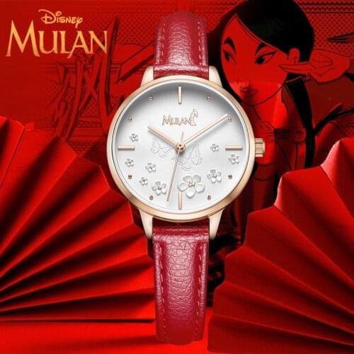 Disney Original 2020 New MULAN Cartoon Women Casual Quartz Wristwatches Alloy Case Waterproof Thin Tiny Girls Fashion Gift Clock