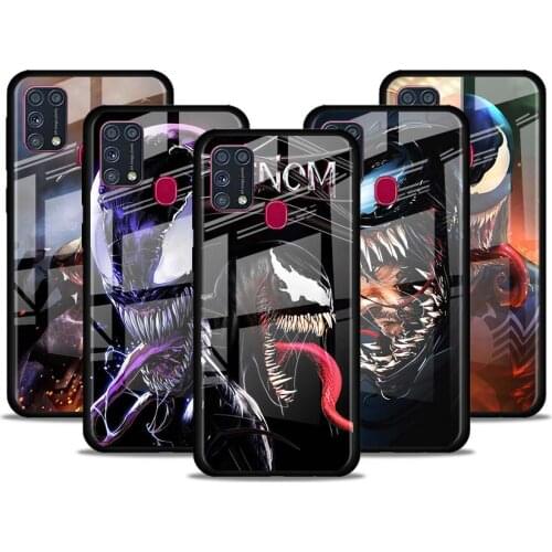 Venom Marvel Hero for Samsung Galaxy S21 Ultra A71 A51 4G 5G A91 A81 A41 A31 A21 A11 A01 Tempered Glass Phone Case